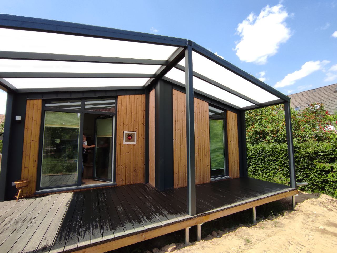 Cozy winter garden with panoramic windows